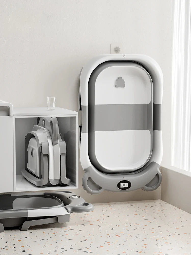 Bañera portátil para bebé, cojín y termómetro