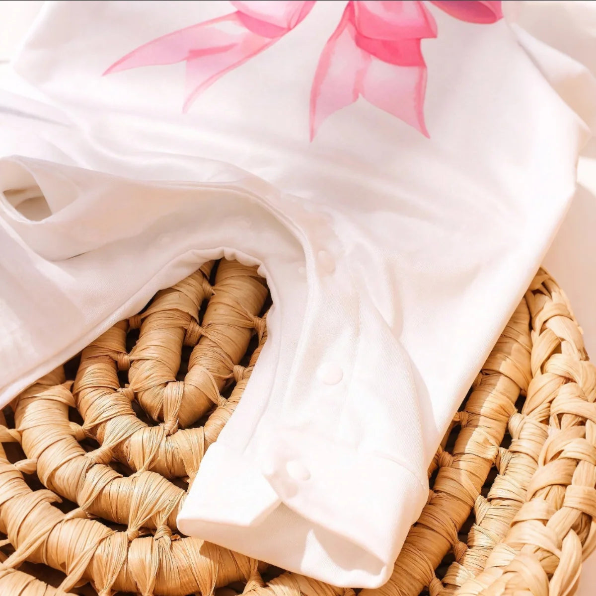 2 Pcs Set Big Bowknot Printed Newborn Girl Photography Romper Baby Long Sleeve Jumpsuit with Matching Hat Infant Props