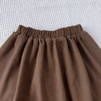 3-7 Year Old Autumn and Winter Plain Kids Clothes Girls Long Sleeved Plush A-line Top+Short Skirt Two-piece Set