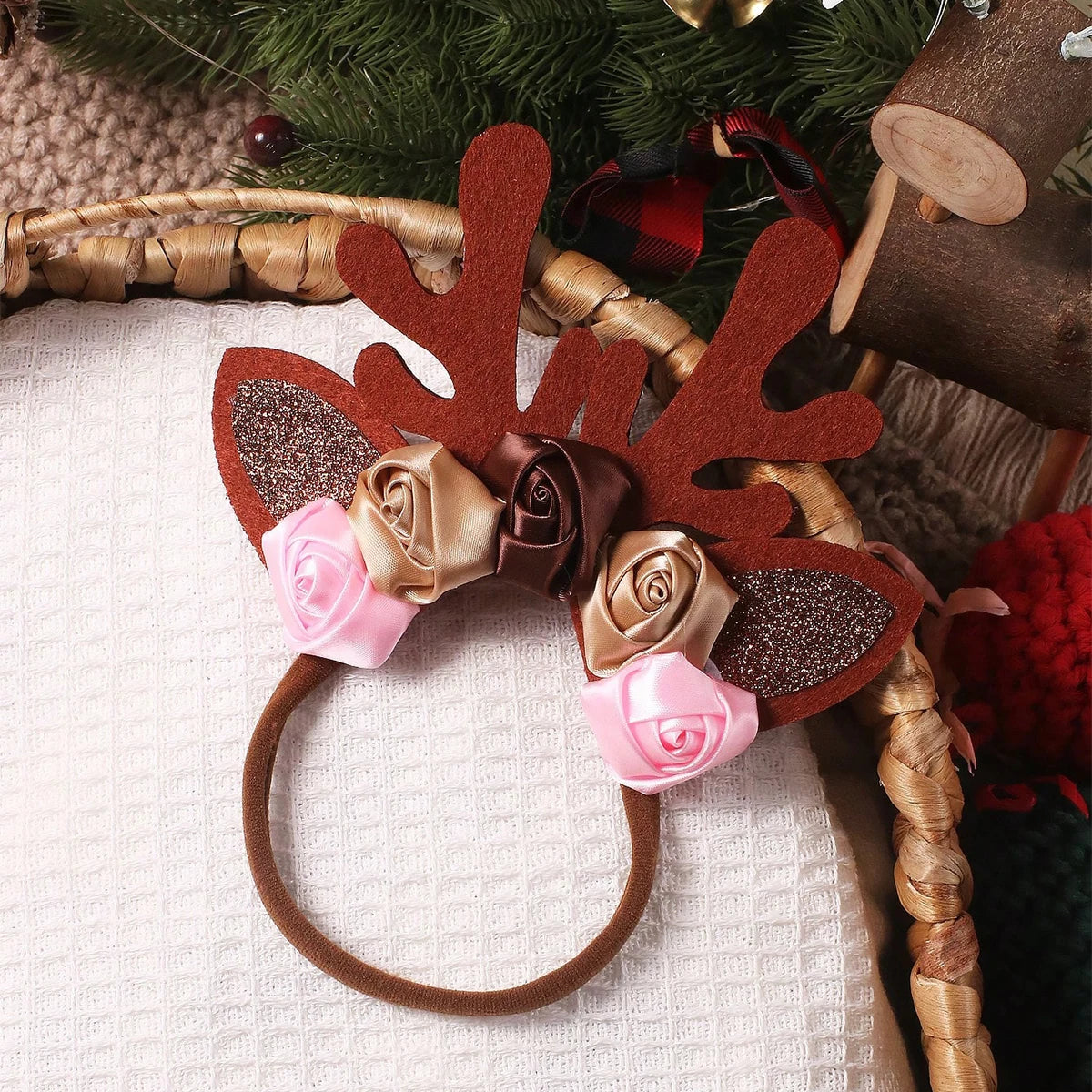 Newborn Girl Christmas Deer Outfit for Photo Shooting  Infant Photography TUTU Skirt with Flower Headband Picture Props