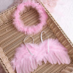 Newborn Baby Boys Girls Angel Wings Photography Props Two-Piece Set with Headband Photography Accessories Photo Shoots