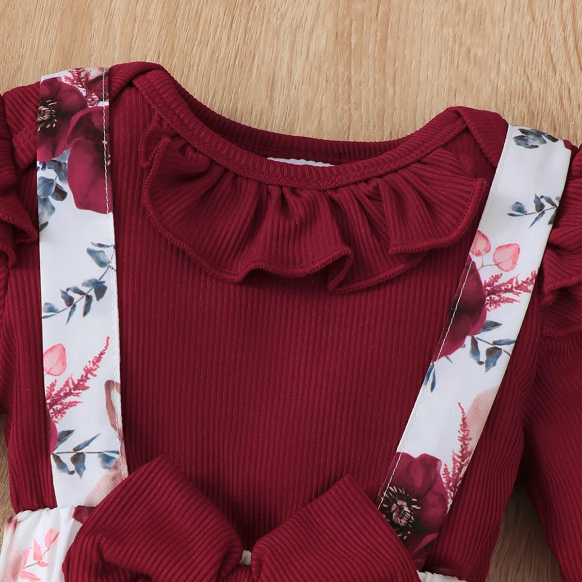 3-Piece Floral Strap Pants & Headband Set