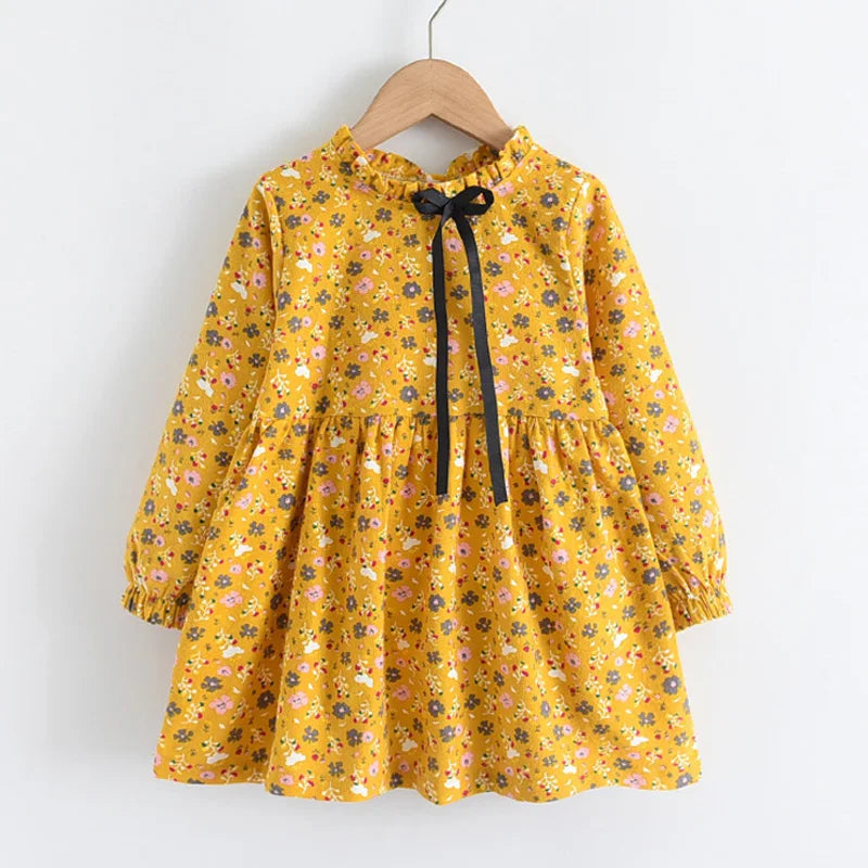 New Autumn Girls Dress Spring Kids Princess Dress Casual Floral Costumes Children Clothing Flowers Dresses 2-8 Years