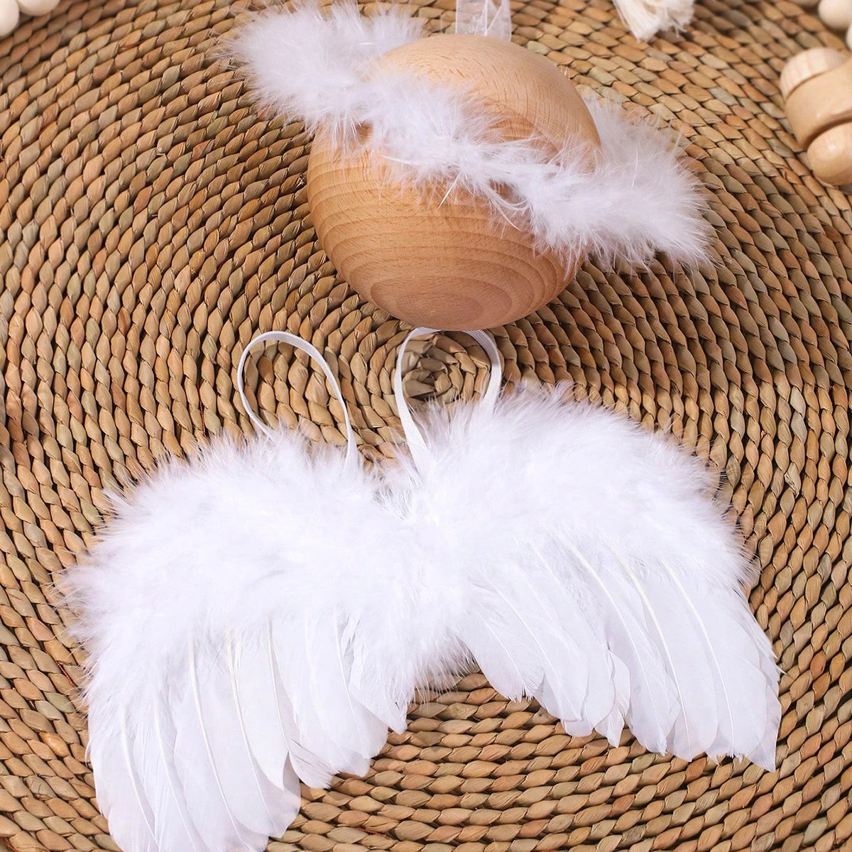 Newborn Baby Boys Girls Angel Wings Photography Props Two-Piece Set with Headband Photography Accessories Photo Shoots
