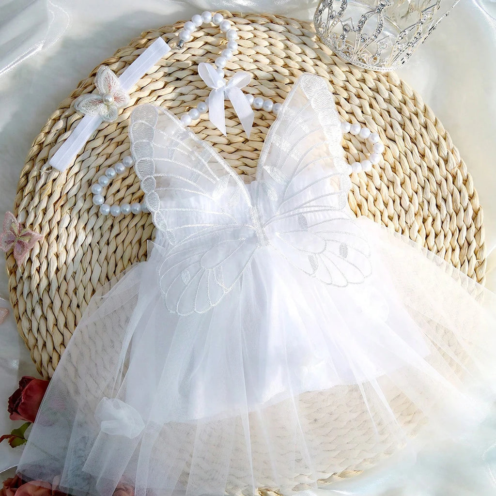 Newborn Girl Photography Outfits with Headband Baby Girl Butterfly Wings Mesh Dress for Photo Shooting Infant  Props-HD