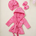 Newborn Photography Bathrobe with Turban Hat and Slippers Love Embroidery Baby Girl Pajama Gown Infant Photoshoot Outfit