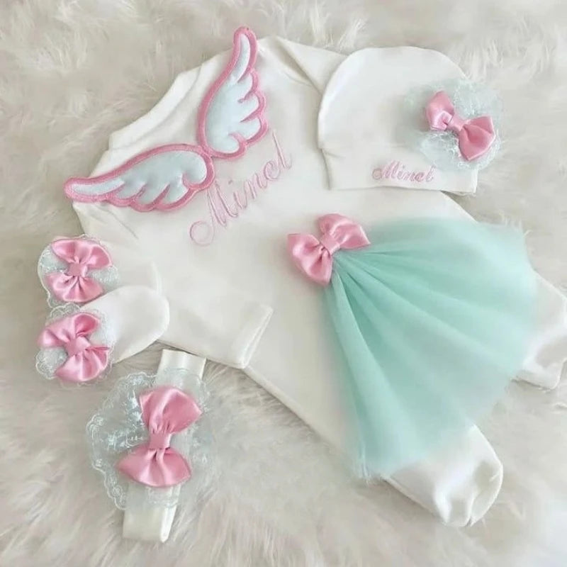 Lindo mono con alas de ángel para recién nacidos: comodidad hecha a mano