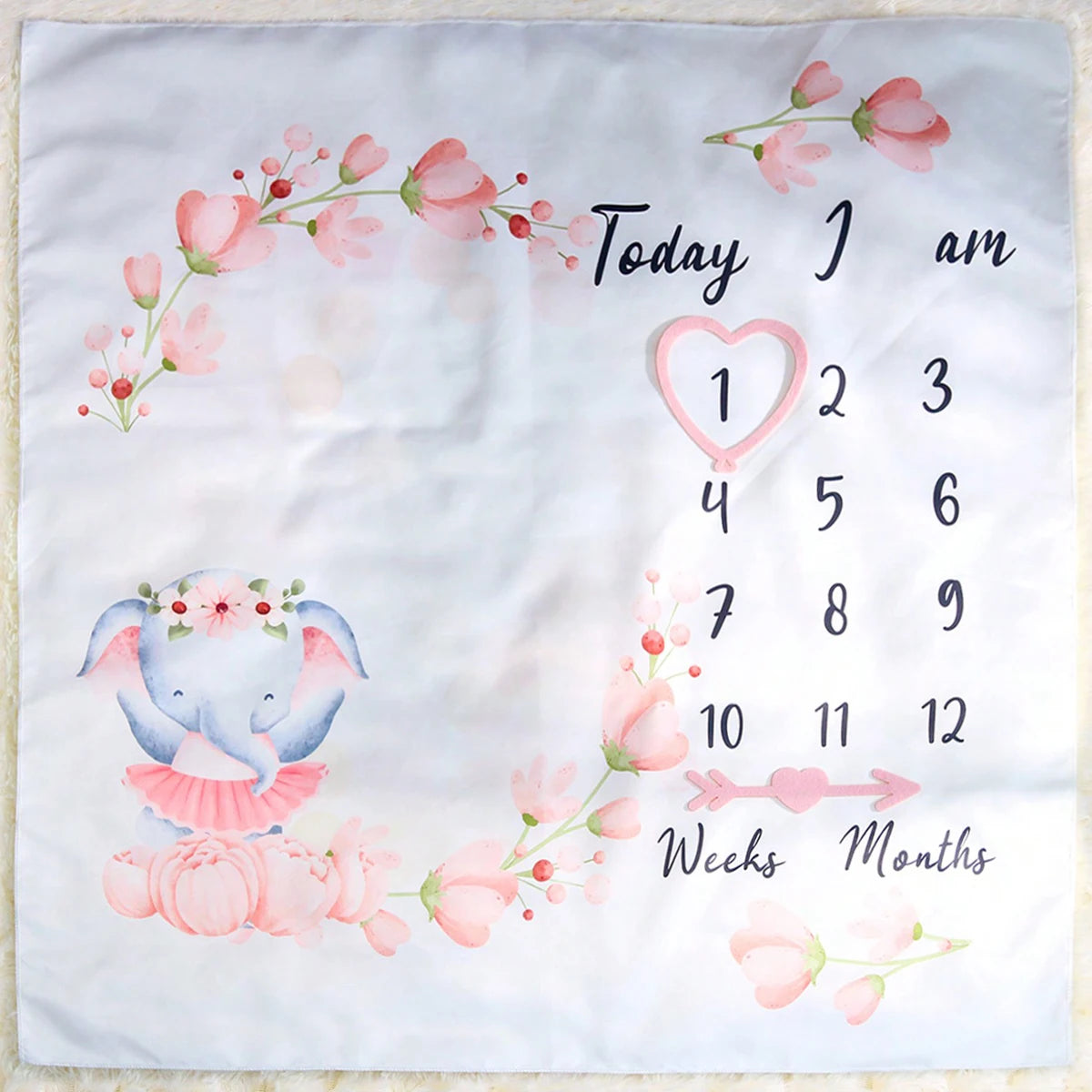 Print Baby Milestone Blanket Newborn Photo Props Picture Shooting Background Infant Monthly Growth Souvenir Accessories