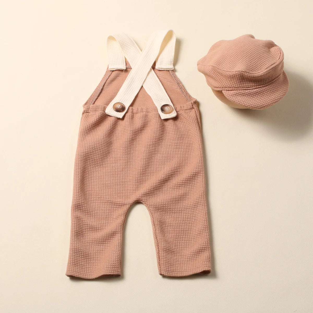 Newborn Boy Photography Outfits with Casquette Cap Color Contrast Shooting Romper Overalls  Suspender Trousers