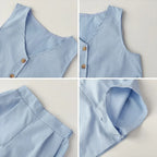 Basic Girls Clothes Korean Version Single Breasted Sleeveless Top+Shorts 2Pcs Sets Gentleman Wedding Boy Suit
