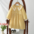 Autumn Spring New Girls' Dress Fashion Cute Doll Neck Flower Print Dress Children's Girls Long Sleeve Princess Dress