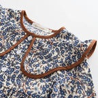 Autumn Spring New Girls' Dress Fashion Cute Doll Neck Flower Print Dress Children's Girls Long Sleeve Princess Dress
