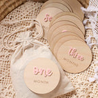 12Pcs 1-12 Month Newborn Monthly Milestone Wooden Cards Dics Baby Keepsakes Newborn Photo Props