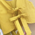 Korean Fashion Pastoral Backless Suit Thin Pullover Girl's Vest Top Polka Dot Knickerbockers Three Piece Cotton