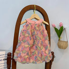 New Girl Dress Princess Dress Little Girl Fashion Colorful Flower Yarn Dresses Kid Clothes
