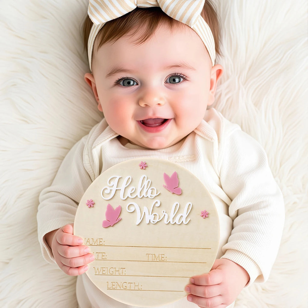 Baby Announcement Sign Butterfly Arrival Announcement Sign for Hospital Baby Props