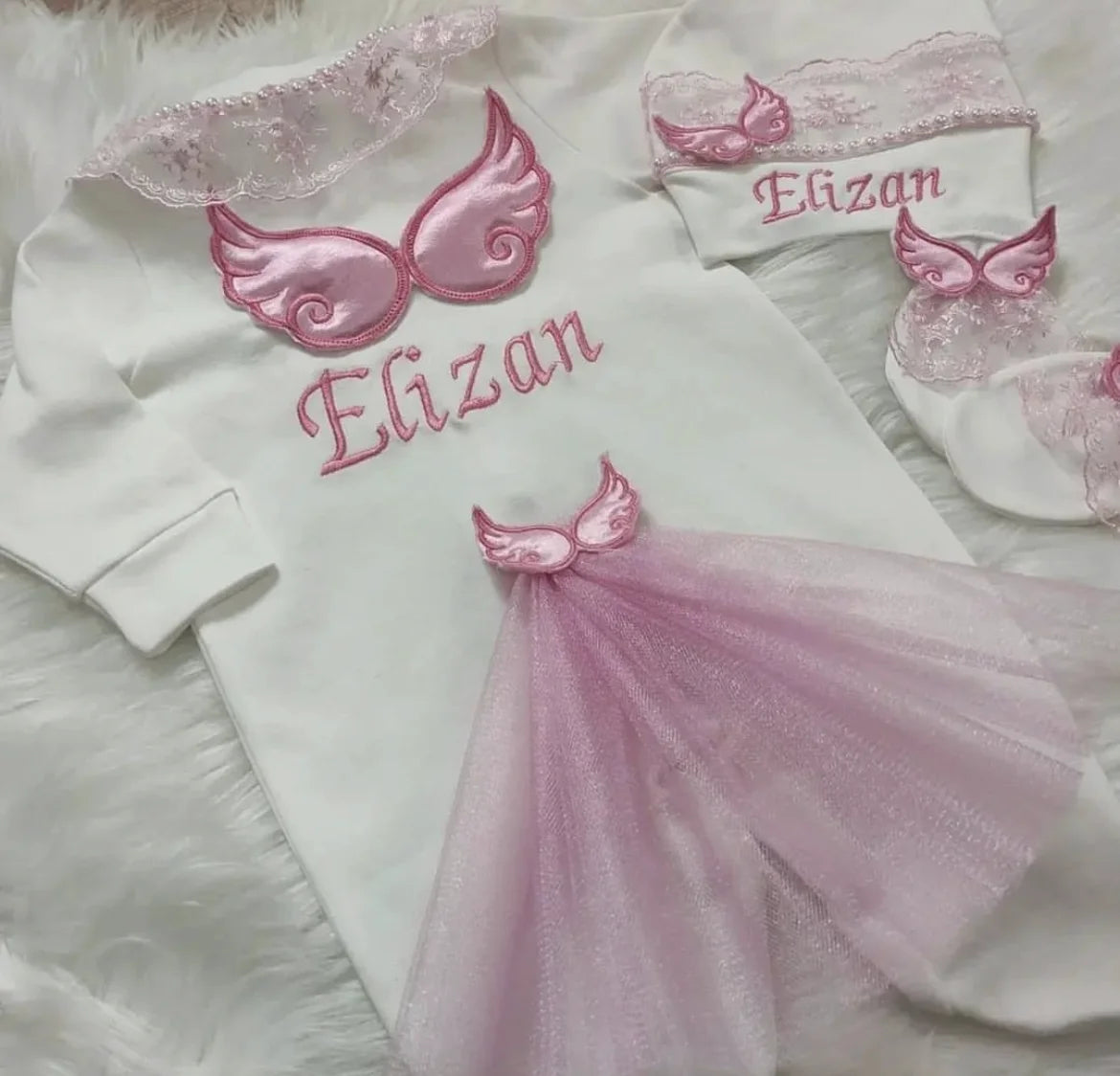 Lindo mono con alas de ángel para recién nacidos: comodidad hecha a mano