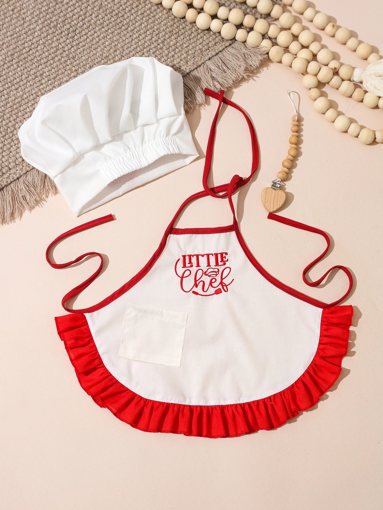 2Pcs Newborn Embroidered Photography Clothes Girls Boys Aprons Chef Hats Suitable For Taking Pictures Little Chefs-HD