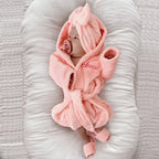 Newborn Photography Bathrobe with Turban Hat and Slippers Love Embroidery Baby Girl Pajama Gown Infant Photoshoot Outfit