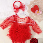 Pink Polka Dot Newborn Photography Romper with Bow Headband Baby Girl Photoshoot Outfits 1 Month Infant Picture Props