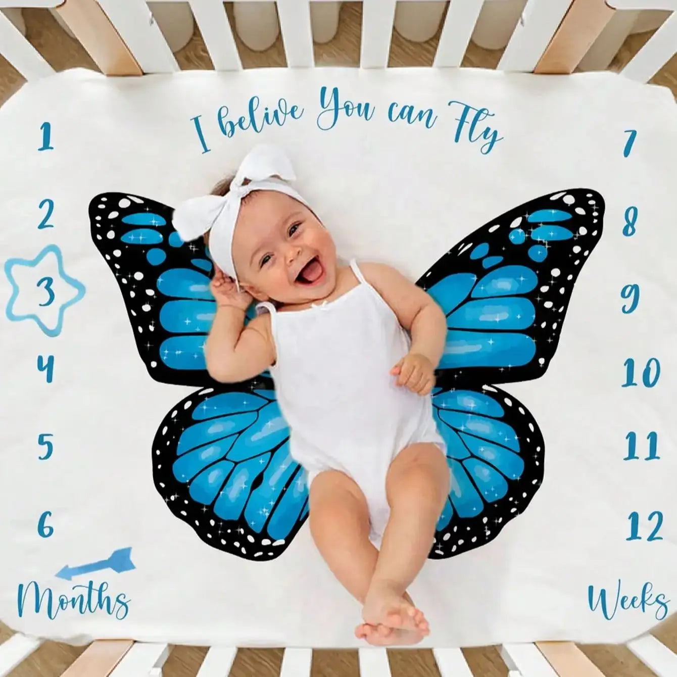Print Baby Milestone Blanket Newborn Photo Props Picture Shooting Background Infant Monthly Growth Souvenir Accessories