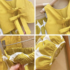 Korean Fashion Pastoral Backless Suit Thin Pullover Girl's Vest Top Polka Dot Knickerbockers Three Piece Cotton