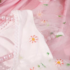 Newborn Daisy Embroidered Romper Baby's Short Sleeve Embroidered Mesh Clothes Full Moon Hundred Days Photo Shooting