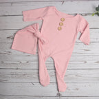 Newborn Photography Props Buttons Footed Jumpsuit with Sleepy Hat Infant Photo Props Pic Idea