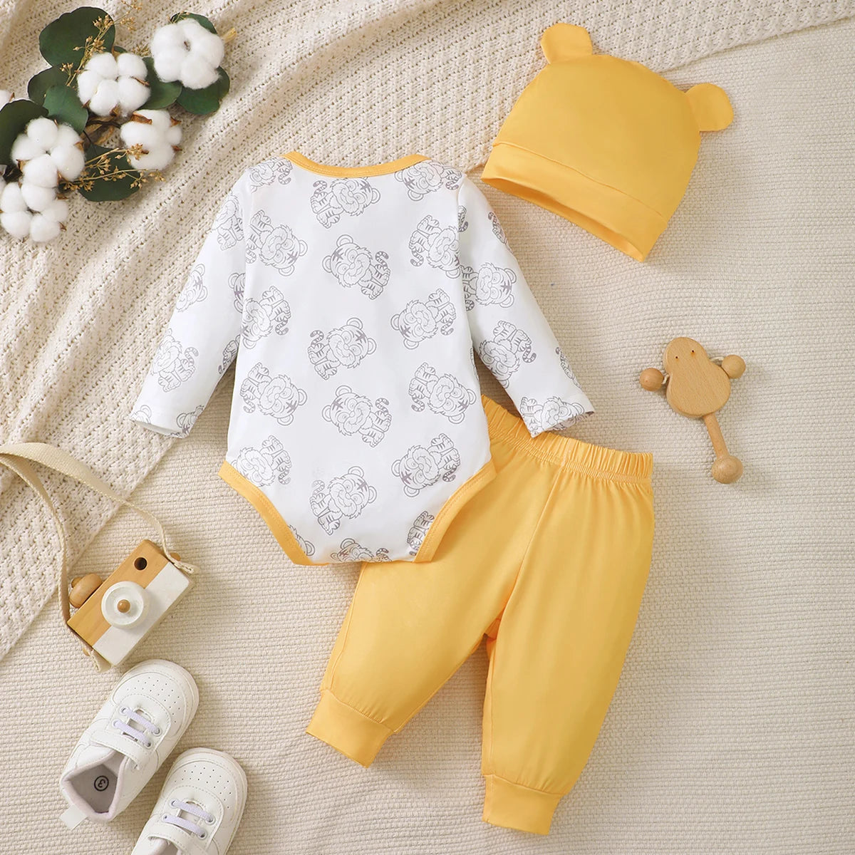 3-Piece Tiger Print Set for Newborn Boy