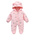 Cozy Cartoon Flannel Romper for Warm, Happy Newborns