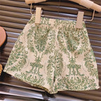 Floral Halterneck Sleeveless Suspender Set Girl Refreshing Shorts Two-Piece Set