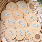 12Pcs 1-12 Month Newborn Monthly Milestone Wooden Cards Dics Baby Keepsakes Newborn Photo Props
