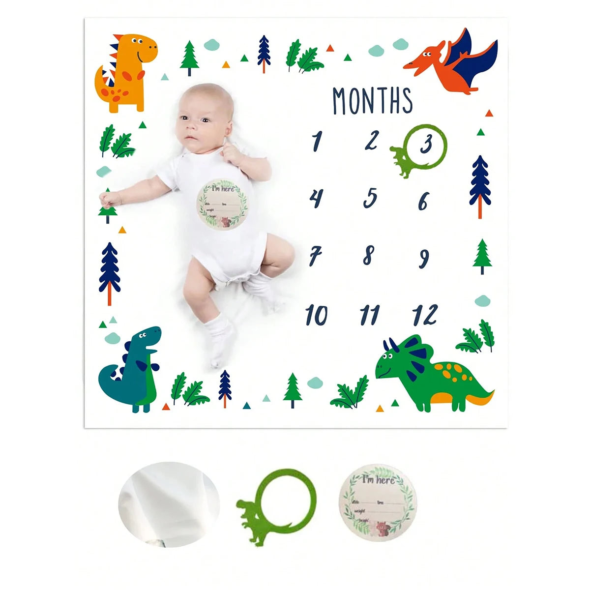 Print Baby Milestone Blanket Newborn Photo Props Picture Shooting Background Infant Monthly Growth Souvenir Accessories