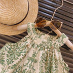 Floral Halterneck Sleeveless Suspender Set Girl Refreshing Shorts Two-Piece Set