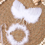 Newborn Baby Boys Girls Angel Wings Photography Props Two-Piece Set with Headband Photography Accessories Photo Shoots