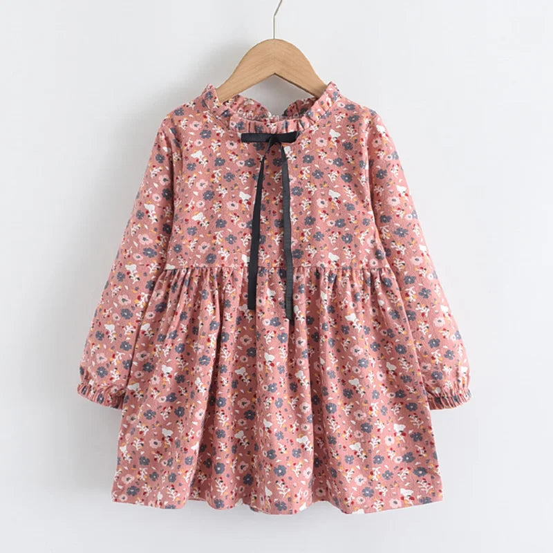 New Autumn Girls Dress Spring Kids Princess Dress Casual Floral Costumes Children Clothing Flowers Dresses 2-8 Years