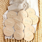 12Pcs 1-12 Month Newborn Monthly Milestone Wooden Cards Dics Baby Keepsakes Newborn Photo Props
