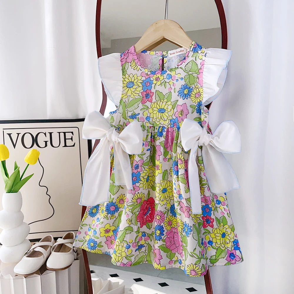 New Summer Kids Party Costumes Girl Floral Princess Outfits Children Vestidos Clothing