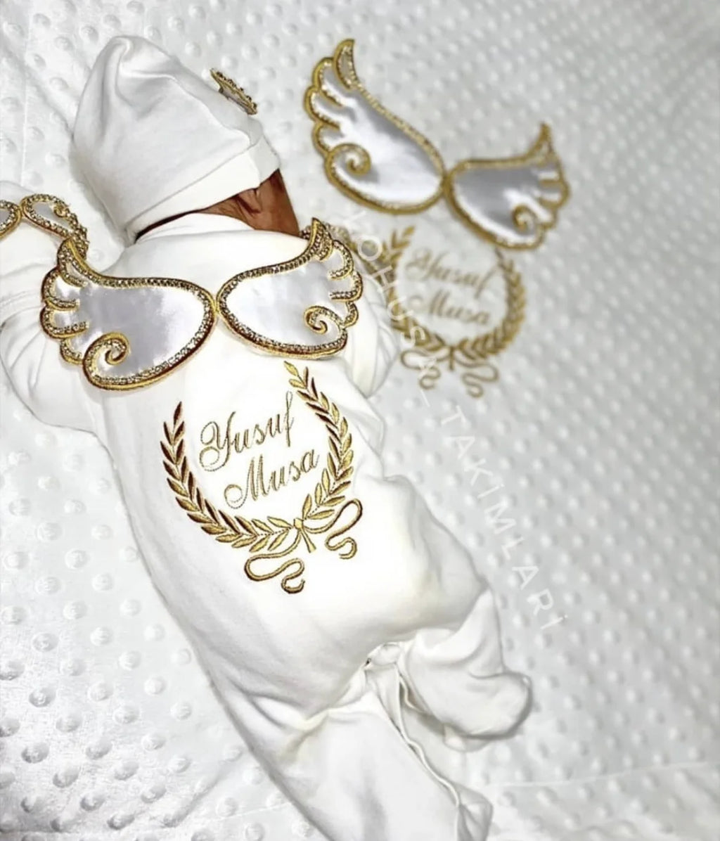 Lindo mono con alas de ángel para recién nacidos: comodidad hecha a mano