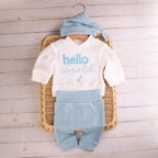 Embroidery Newborn Photography Props Infant Romper Jumpsuit with Bow Hat Baby Coming Home Outfit Baby Photo Gift