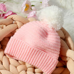Hello Baby Newborn Photography Romper and Pom Hat Set Knitted Newborn Girl Outfits for Photo Shooting Infant Photo Props
