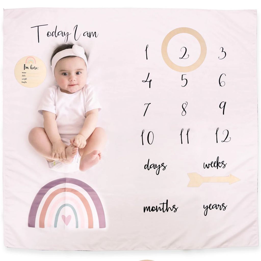 Newborn Milestone Blankets Baby Monthly Growth Souvenirs Infant Photo Shooting Background Blanket Match Wood Dics Card