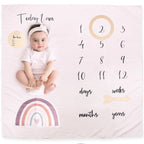 Newborn Milestone Blankets Baby Monthly Growth Souvenirs Infant Photo Shooting Background Blanket Match Wood Dics Card