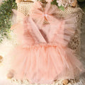 Newborn Outfit for Pictures Knitted Infant Photography Romper with Matching Headbands Mesh Dress Portrait Props