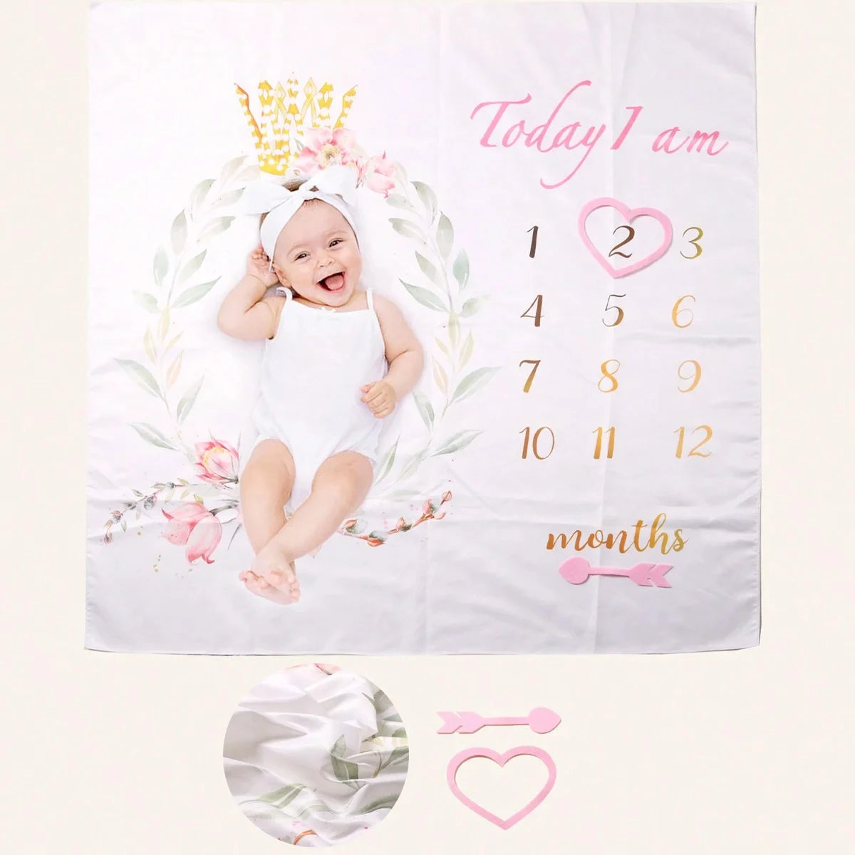 Print Baby Milestone Blanket Newborn Photo Props Picture Shooting Background Infant Monthly Growth Souvenir Accessories