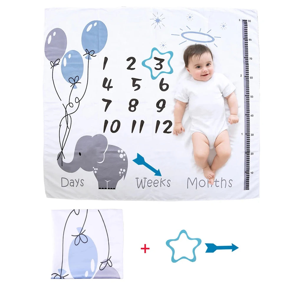 Print Baby Milestone Blanket Newborn Photo Props Picture Shooting Background Infant Monthly Growth Souvenir Accessories