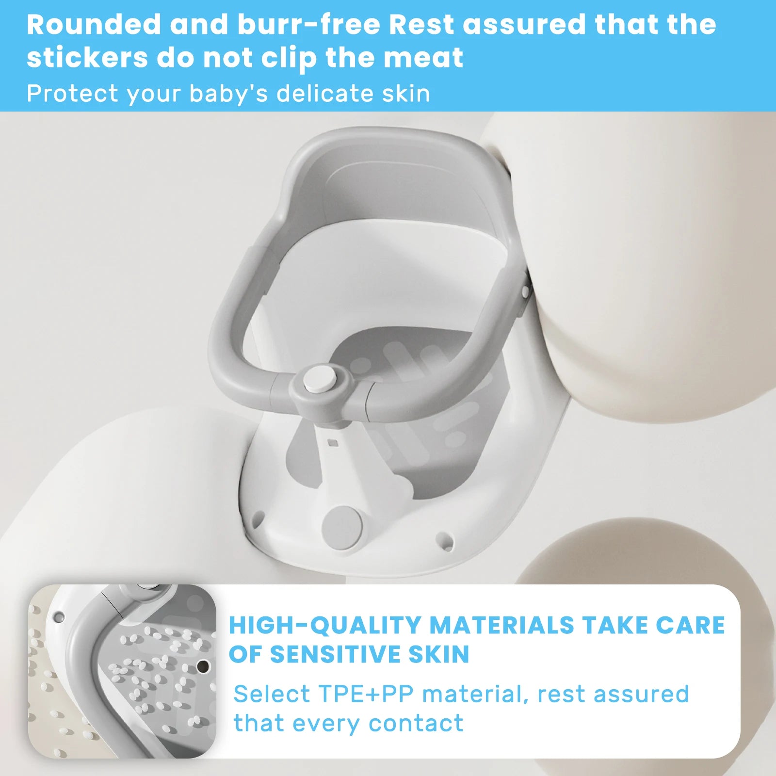 Asiento de baño vertical para bebé con fuerte succión