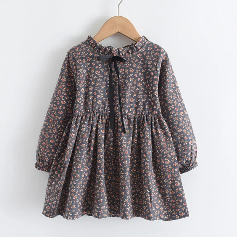 New Autumn Girls Dress Spring Kids Princess Dress Casual Floral Costumes Children Clothing Flowers Dresses 2-8 Years