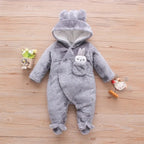 Warm Animal-Themed Fleece Jumpsuit for 0-2Years