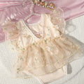 Newborn Daisy Embroidered Romper Baby's Short Sleeve Embroidered Mesh Clothes Full Moon Hundred Days Photo Shooting